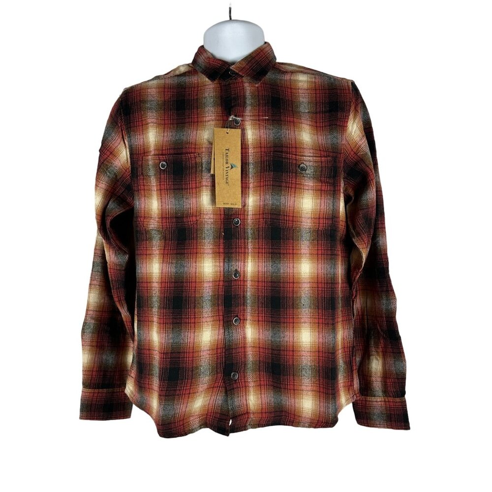 Tailor Vintage LuxePerformance Plaid Shirt Size S Stretch Long Sleeve Button-Up